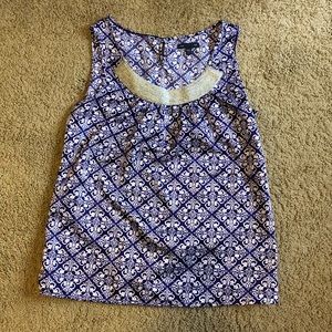 Silky tank top with silver embellished neckline